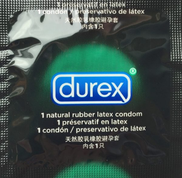 single durex condom in black and green color