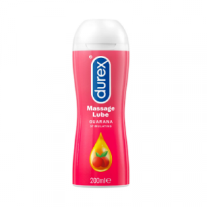 Durex Play Stimulating Massage 2 in 1 Water Based Lube Guarana 200 ml Stimulating 2in1 massage gel and sexual lube Smooth, silky and gentle Washes off easily when you’re done Durex Massage 2in1 stimulating intimate lube comes with guarana extract and an exciting fragrance for an arousing experience. Durex Massage lube is soft, smooth & has a silky feeling that is perfect for all over body massage, as well as use in intimate areas. It’s water soluble, easy to wash off and won’t stain. Good for vaginal, anal and oral sex. Can help with vaginal dryness. Unfortunately, this lube is not compatible with condoms. It’s good to be in the know, so make sure to read the included instructions completely. Great for body massage and vaginal, anal and oral sex Water based formula Not compatible with condoms