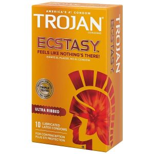 Trojan ECSTASY Ultra Ribbed Condoms 10's